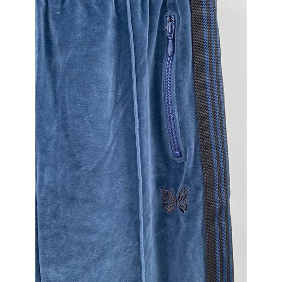 NEEDLES Men's Blue Velour Side-Striped Pull-On Straight-Leg Track Pants SZ M - Picture 6 of 11